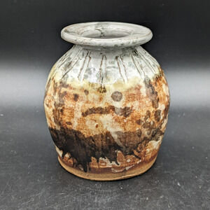 Vintage Hand Thrown Glazed Art Pottery Vase Signed Thorson 1993